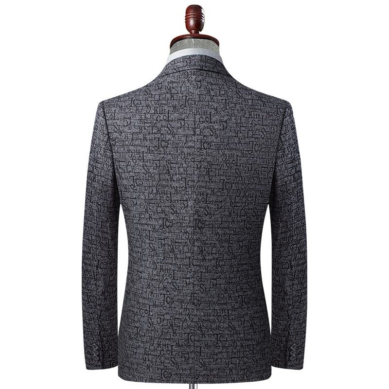 Herfst Winter Heren Stretch Jacquard Casual Klein Colbert Jong Middelbare Leeftijd Slim