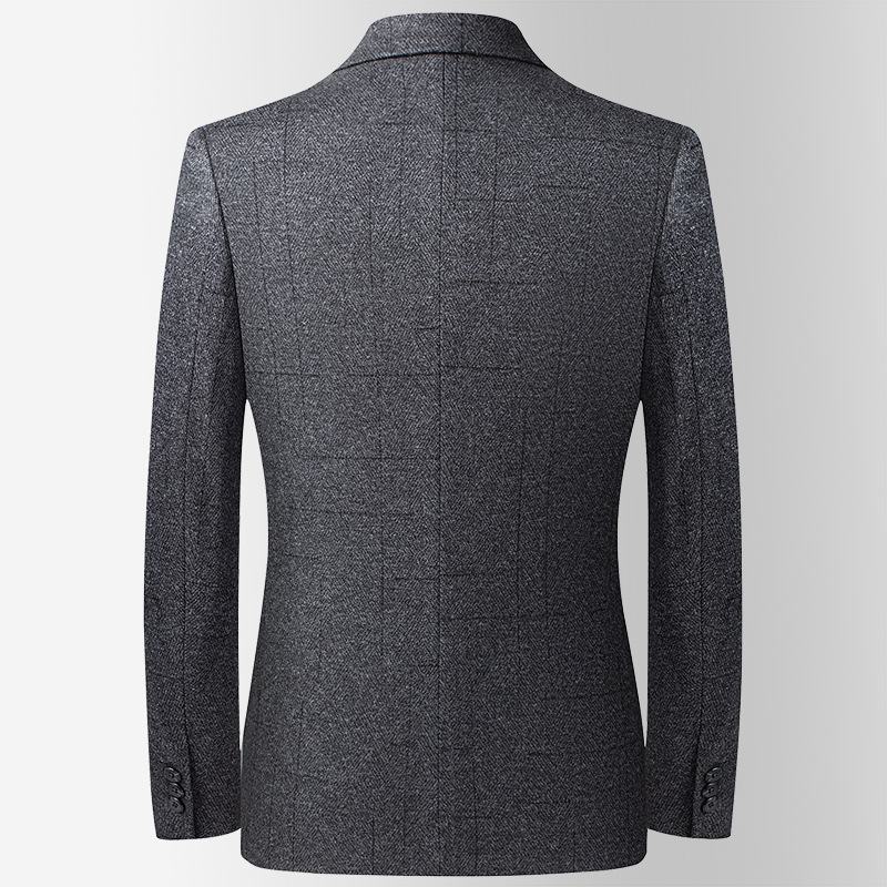 Herfst Winter Jacquard Wollen Pak Middelbare Leeftijd Jonge Herenpakken Slim Casual Heren