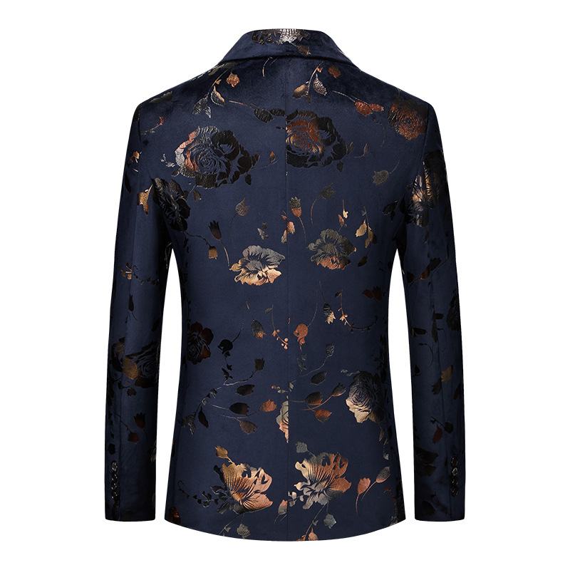 Zakelijk Casual Pak Heren Eendelig Double-breasted Bloemenkostuum Vergulde Jacquardblazer